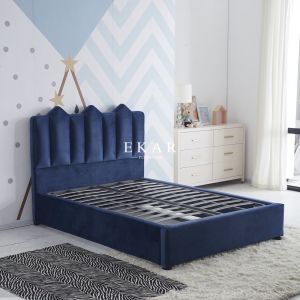 Modern Fashion Style Boy Bedroom Wooden Latest Design Velvet Bed