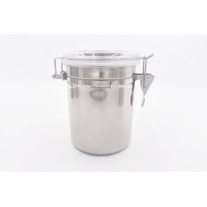 China Milk Powder Tableware Stainless Steel Canister With Clear Lid on sale
