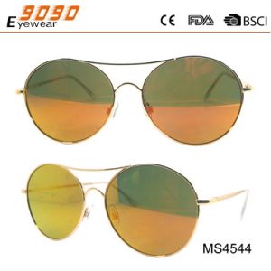Round metal fashion sunglasses with mirror lens ,suitable for men and women