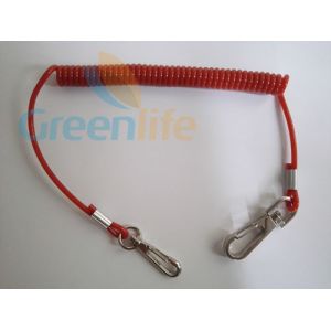 Beautiful Custom Blue Plastic Coil Safety Strap with Key Ring and Loop Size 2