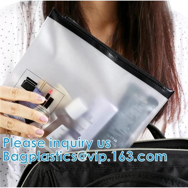Biodegradable Transparent PVC/EVA/TPU Zipper Slider bag,Selected By Girls Cosmetics Toothbrush Zipper Bag With Slider