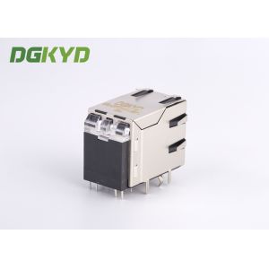 Industrial Dual Deck USB Rj45 Connector Cat 5e Rj45 Connector With USB , G/Y LED