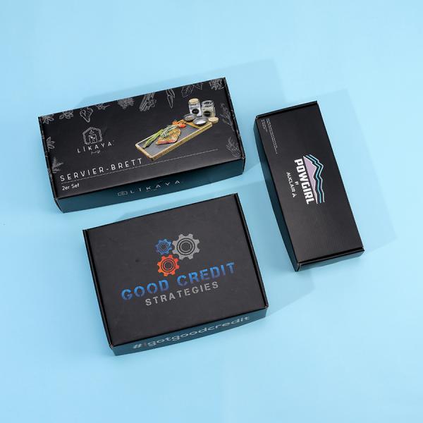 Customized Die Cut Eco Friendly Black Mailer Box for Clothing / Gift / Shoes Packaging