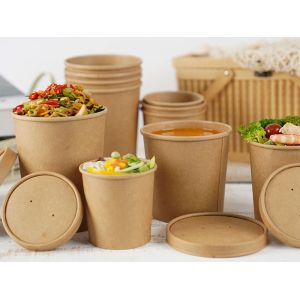 High Hardness Kraft Biodegradable Soup Cups Durable Personalized Logo