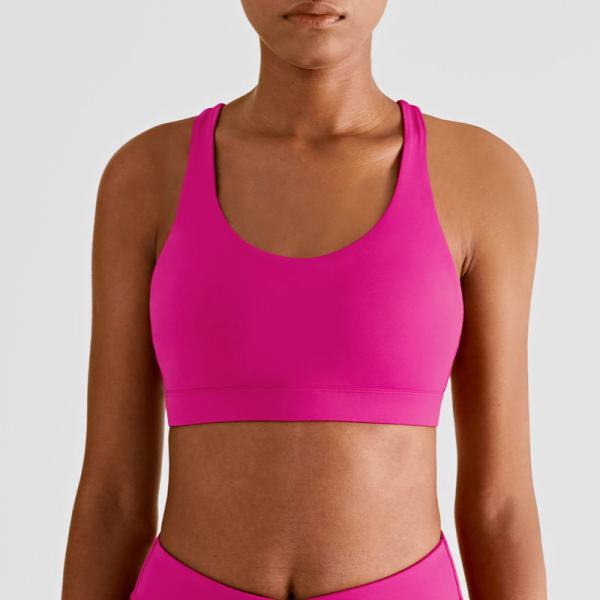 Buy Customized Logo Adult Female Yoga Bra Padded Ladies Seamless Women Pink Sports Fitness Bra Top at wholesale prices