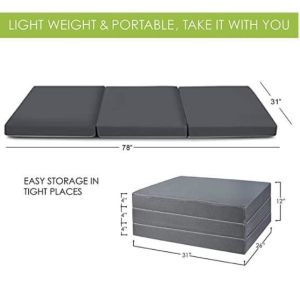 Tri Fold POE Mattress With Removable Cover Lightweight Portable
