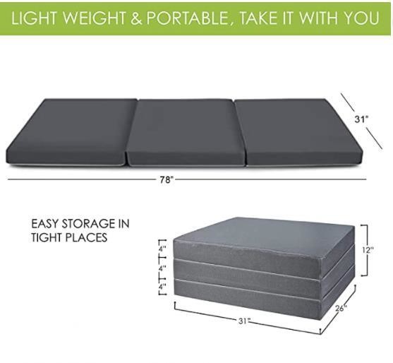 Buy Tri Fold POE Mattress With Removable Cover Lightweight Portable at wholesale prices