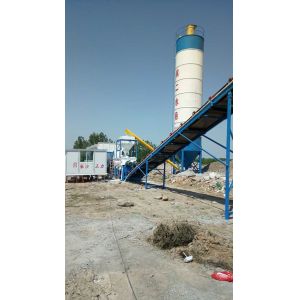 Portable HZS50 Cement Concrete Mixer Plant With Cement Silo