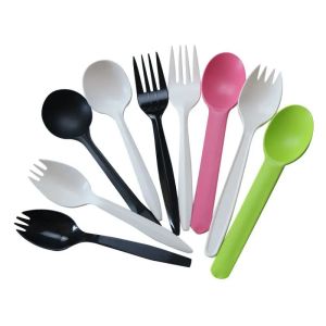 Biodegradable Spoon Knife And Fork Eco Friendly PLA Disposable Plastic Cutlery