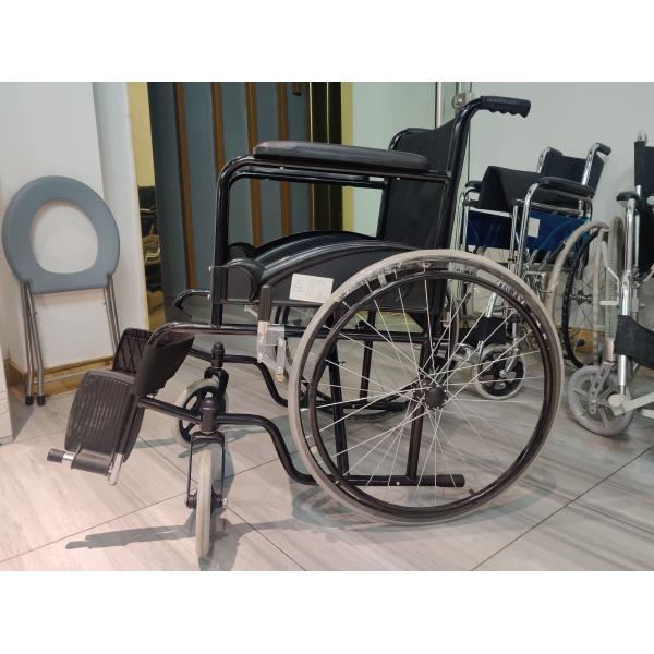 Fixed Armrest Folding Steel Wheelchair Weight Limit 100kgs