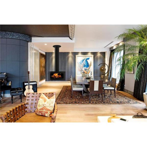 Modern Warm Hanging Carbon Steel Ceiling Suspended Wood Fireplace