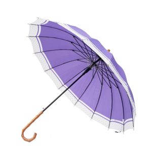 16K J Shape Curve Rattan Handle Straight Umbrella