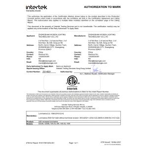ZHONGSHAN WOSEN LIGHTING TECHNOLOGY CO., LTD. Certifications