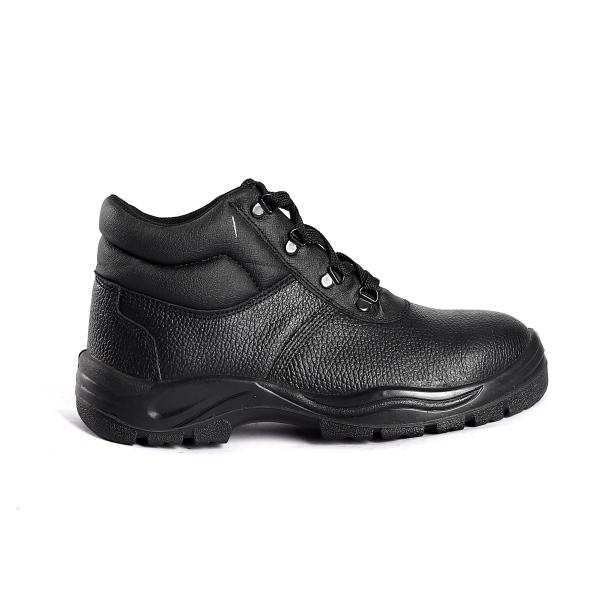 Embossed Cow Leather PU Injection Safety Shoes for Construction Site Workers' Protection and Safety