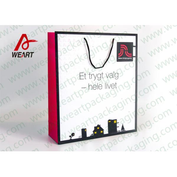 Customized Art Paper Bags , Surface UV Spoting Sturdy Gift Bags With Cotton Ribbon