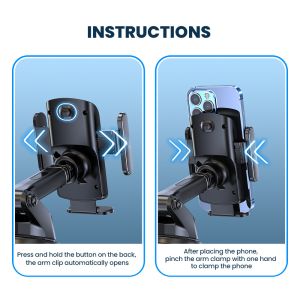 Long Arm Semi Automatic Cell Phone Stand Retractable For Car