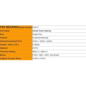 NAX20 NKX20 NX20 NX20Z Combined Needle Roller / Angular Contact Ball Bearing