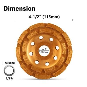 4.5 Inch Double Row Diamond Cup Grinding Wheel Gold for Angle Grinder Polishing