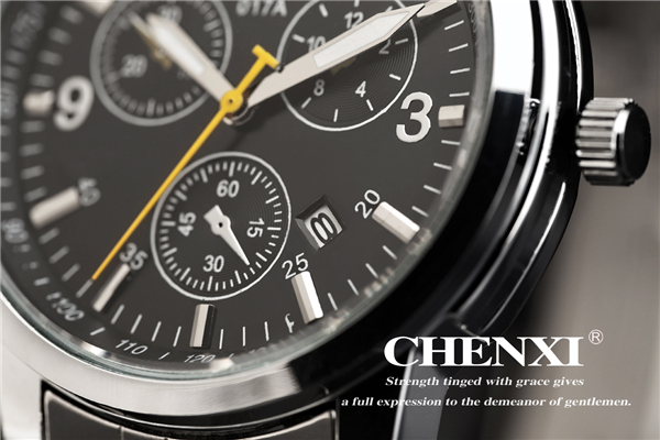 C017A Stainless Steel 3 Big Dial Watches for Man Black White Business Man Quratz Watches