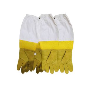 Yellow safety gloves for beekeeping With White Ventilated Wrist