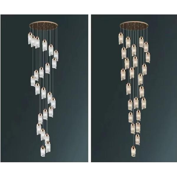 Custom LED Villa Hotel Staircase High Decor Lamp Modern Acrylic Chandelier Pendant Light 30000 Hours Lifespan