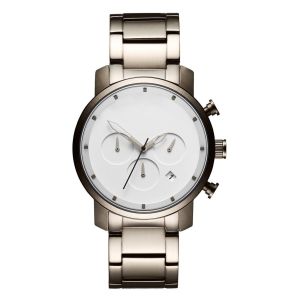 Three eyes chronograph japan mov't stainless steel watch with chain strap