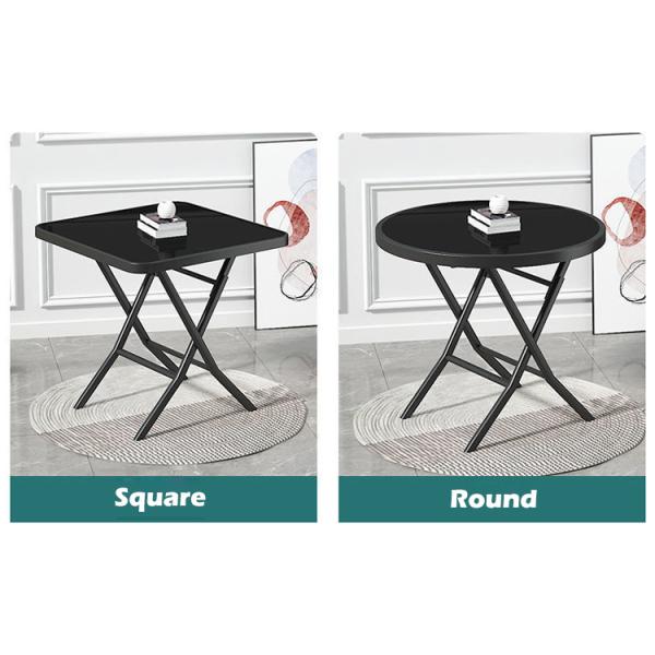 Outdoor Table Metal Tempered Glass Square Round Folding Foldable Coffee Dining Table
