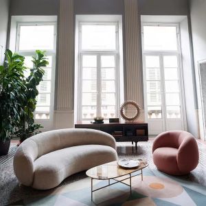 Luxury Curved Hotel Lobby Furniture Reception Moon Modular Sectional Sofa