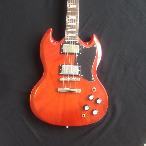 New arrival orange SG electric guitar with silvery accessories from China supplier