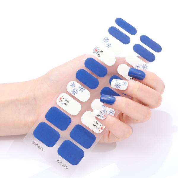 Custom Logo Glitter Wholesale Nail Art Self Adhesive Semi Cured Gel Nail Polish Wraps Sticker Nail Strips