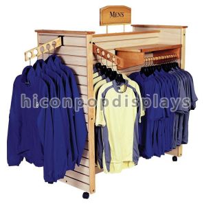 Wooden Slatwall Clothing Store Fixtures and Displays Flooring