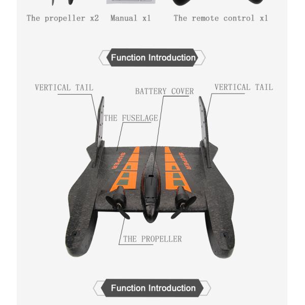 Package Includes Outdoor Electric Remote Control Aircraft Toy for Glider Airplane Adventure