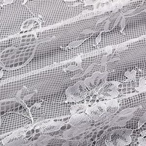 Nylon Mesh Eyelet White Chantilly Eyelash Lace Fabric For Bridal
