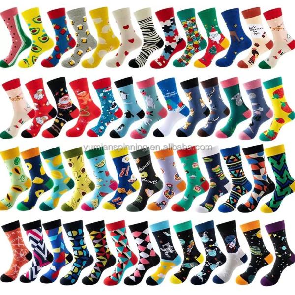 Valentines Day Gifts Regular Style Knitted Mens Dress Socks with Happy Funny Patterns