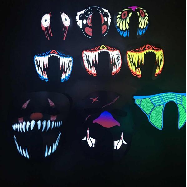 Ledes Party Holiday or other festival Voice activated Breathable light up music led/el mask for Parties Fashion Mask