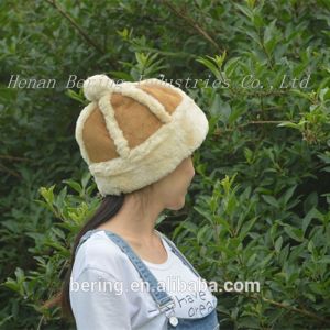 Classic Double Face Sheepskin Beanie Hat Winner Women Leather Hats