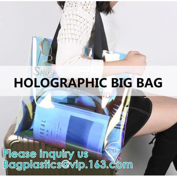 Reflective laser PU leather bag, Iridescent Tote, Fashion Holographic Handbag,