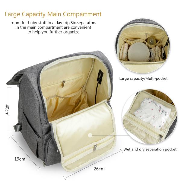 Waterproof Mommy Diaper Bag Large Capacity Backpack Organizer Multifunction Baby Bags With Stroller Strap For Mom&Dad