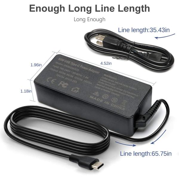5V 9V 12V 15V 3A Laptop Power AC Adapter Lenovo 65 Watt USB C Charger