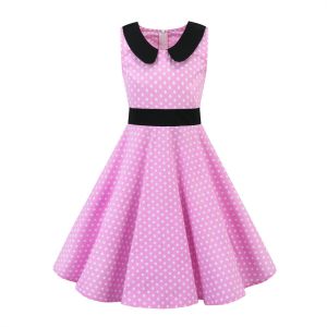 Girls Show Skirt Polka Dot Flower Doll Collar Retro Summer Children'S Clothing