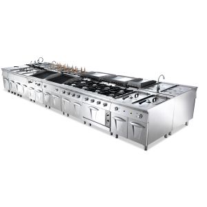 Quality Commercial Vertical Gas Combination Stove One Stop Kitchen Project For Hotel Restaurant for sale