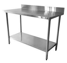 China Environmental Commercial Stainless Steel Table With Splashback For Canteen on sale