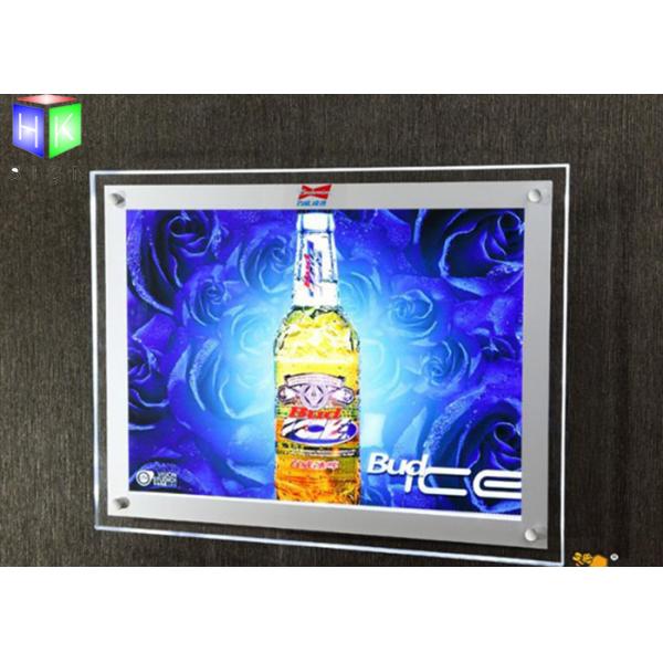Silver Single Side LED Slim Crystal Frame Light Box Wall Display Round Corner