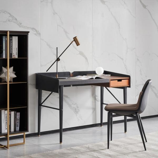 Saddle Leather Minimalist Design Modern Writing Desk Hotel Bedroom Study Table