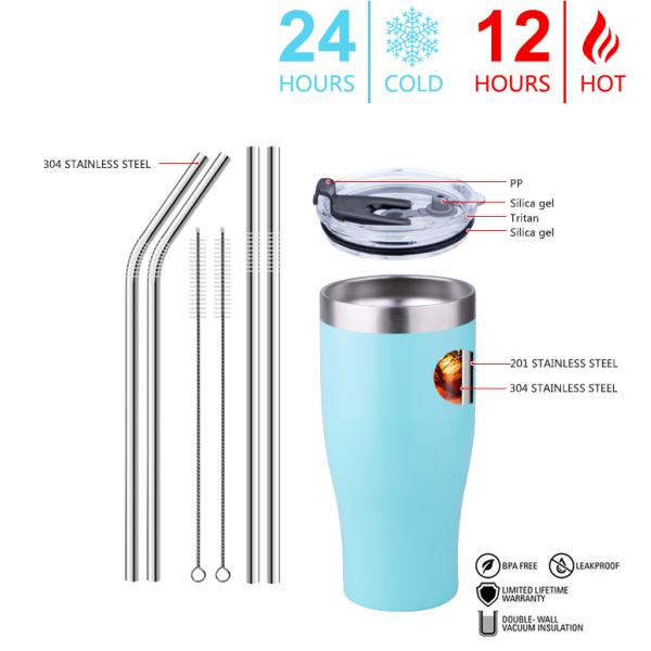 20 Ounce Tumbler Mug For Wedding Gift, Double Wall Stainless Steel Coffee Mug With Lid And Straw