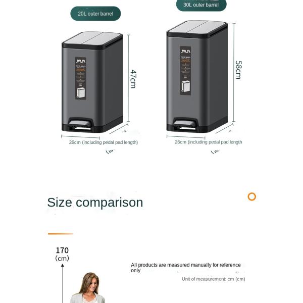 Manufacturer Living Room Household Large-capacity Kitchen Bathroom Crimped Deodorant Pedal Stainless Steel Trash Can with Lid