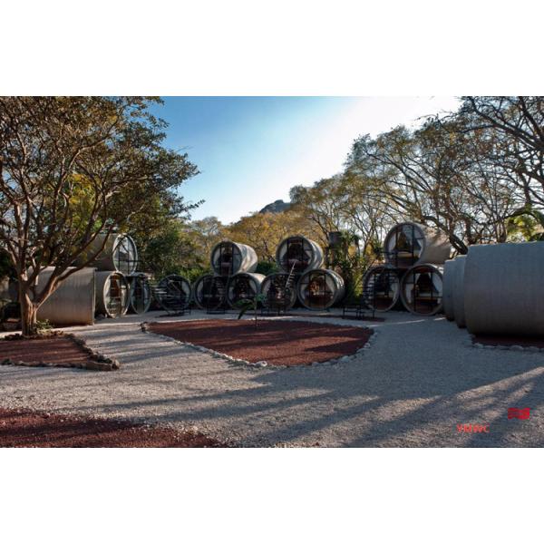 SCULPTURE Custom Print Method for Unique Self-Contained Cottages Made from Cement Tubes