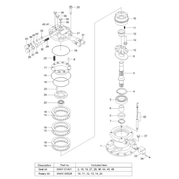 XKAY-00535 XKAY-00536 Piston Kit HYUNDAI Excavator Swing Motor Parts For R160LC-9 R170W-9