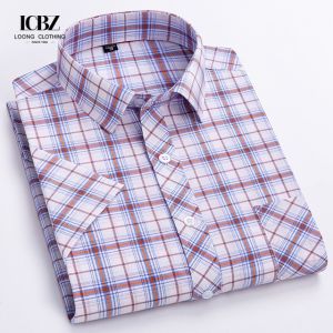 5000 Quantity Top Large Size Men's Summer Half-Sleeved Pure Cotton Casual Plaid