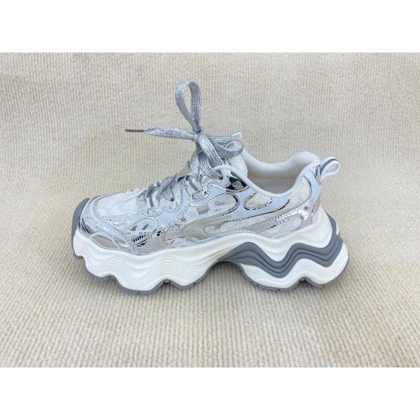 Heightening Silver Casual Sneakers Thick Bottom Soft Comfortable Trainers